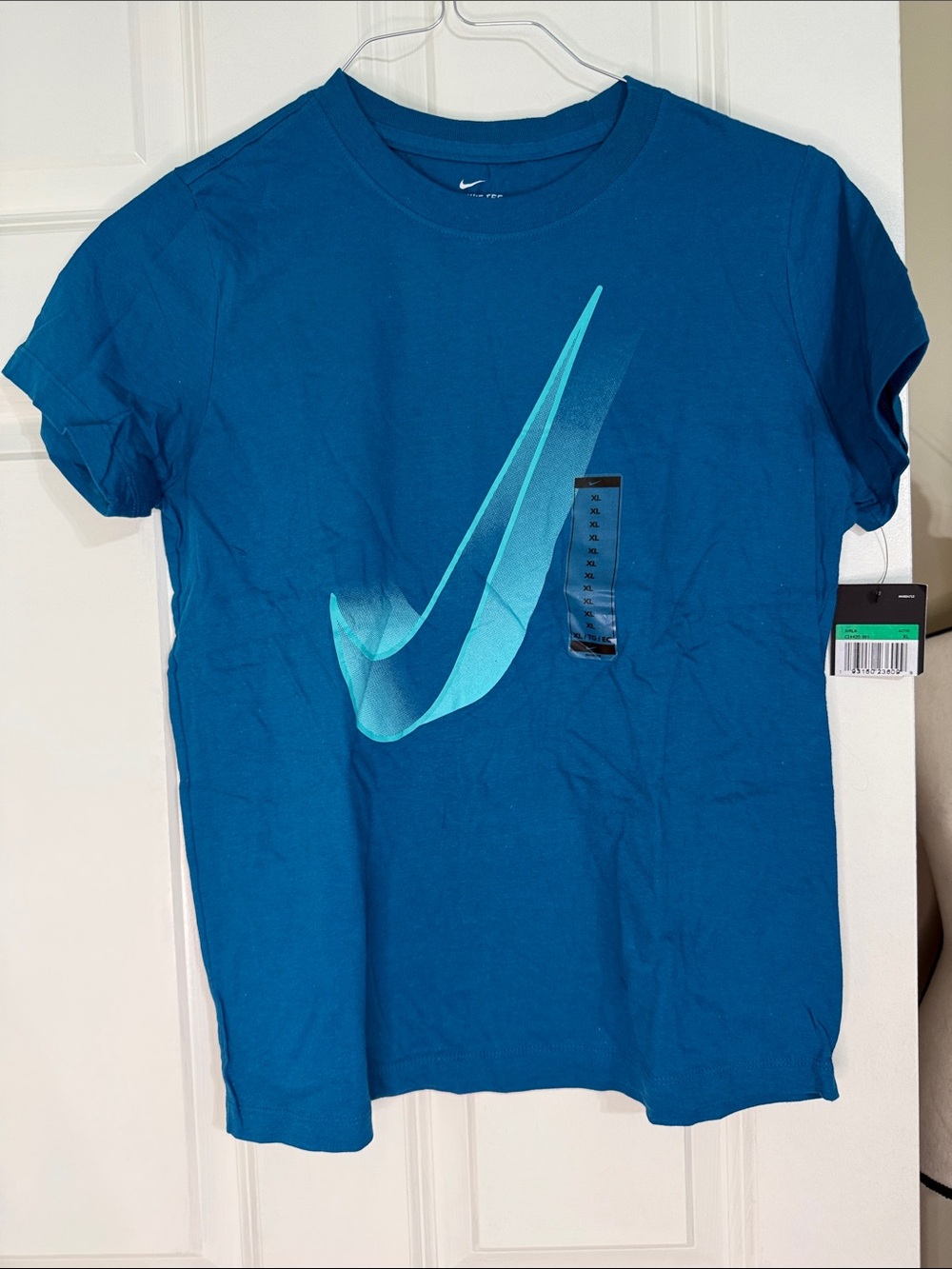 Nike Teal and Blue Girls Gradient Swoosh Tee